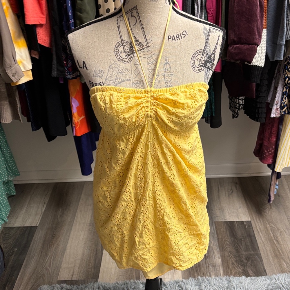 Y2K Aeropostale Yellow Eyelet Dress